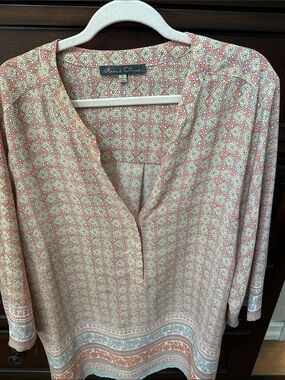 Rose & Olive Coral and Ivory Geometric Tunic